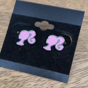 BARBIE Pink Silhouette Stud Earrings 2023